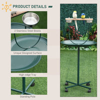 48" Rolling T-Stand, Parrot Stand, Bird Training Activity Playground With Wheels and Perch,, Bird Play Perch, Green