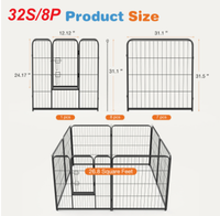 Dog Playpen Indoor Fence Height Metal Exercise Pen With Door Small Puppy-Medium-Large Dogs Animal Pet For Outdoor, Garde