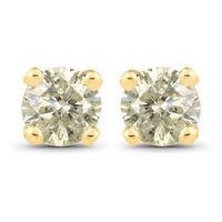 0.92 Carat Genuine LB Diamond 14K Yellow Gold Earrings