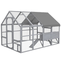 Large Chicken Coop With Nesting Box, Water-Resistant And Anti-UV Cover For 8-12 Chickens, GrayMultiple Packages Shipped.