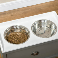 Pet Feeding Station Pet Dish Bowl Set With Storage, 2 Elevated Dog Bowls For Large Sized Dogs, Gray