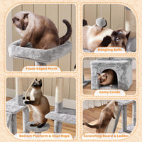 Ultimate 53.5-Inch Rotatable Cat Tree: Multi-Level Playground for Kittens and Large Cats with Cozy Condo and Scratching Posts in Light Gray - BIG FRENCHIES