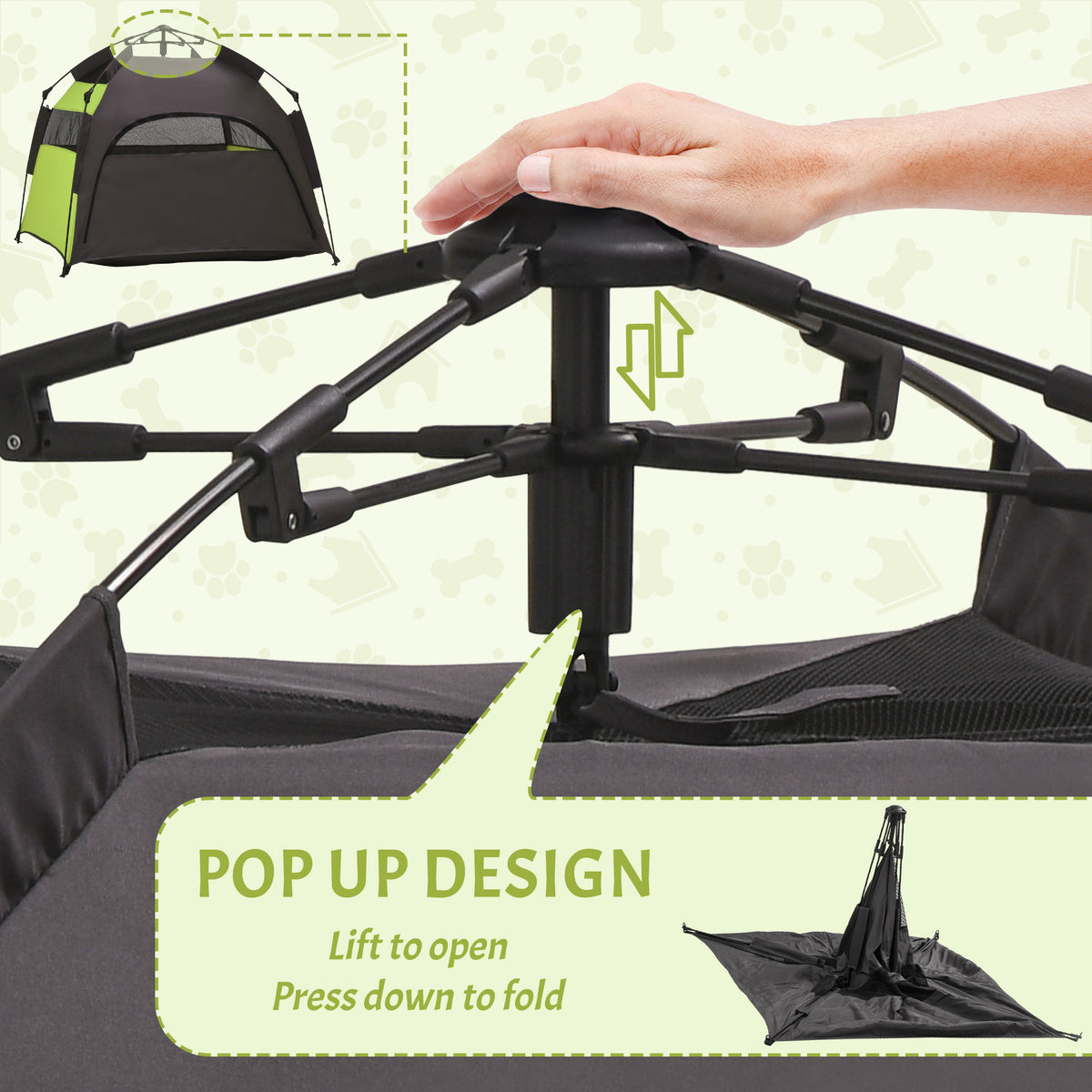 Pop Up Dog Tent for Extra Large and Large Dogs, Portable Pet Camping Tent with Carrying Bag for Beach, Backyard, Home, G