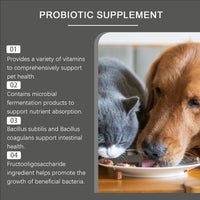 Pet Probiotic Chewable Tablets For Dogs & Cats Digestive Health Support, Immune Booster With Vitamin B2 & Yeast Selenium