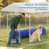 20' X 7.5' X 6.5' Dog Kennel Outdoor For Small Medium Large Dogs With Waterproof Roof, SilverMultiple Packages