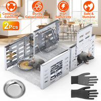 2Pcs Humane Rat Trap Catch and Release Live Mouse Cage Traps with Automatic Continuous Cycle Trapping for Chipmunk Roden
