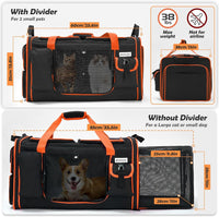 Extra Large Cat Carrier Expandable 2 Cats Travel Carrier with Litter Box