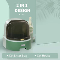 Cat Litter Box Easy To Clean Open With Scoop, Green
