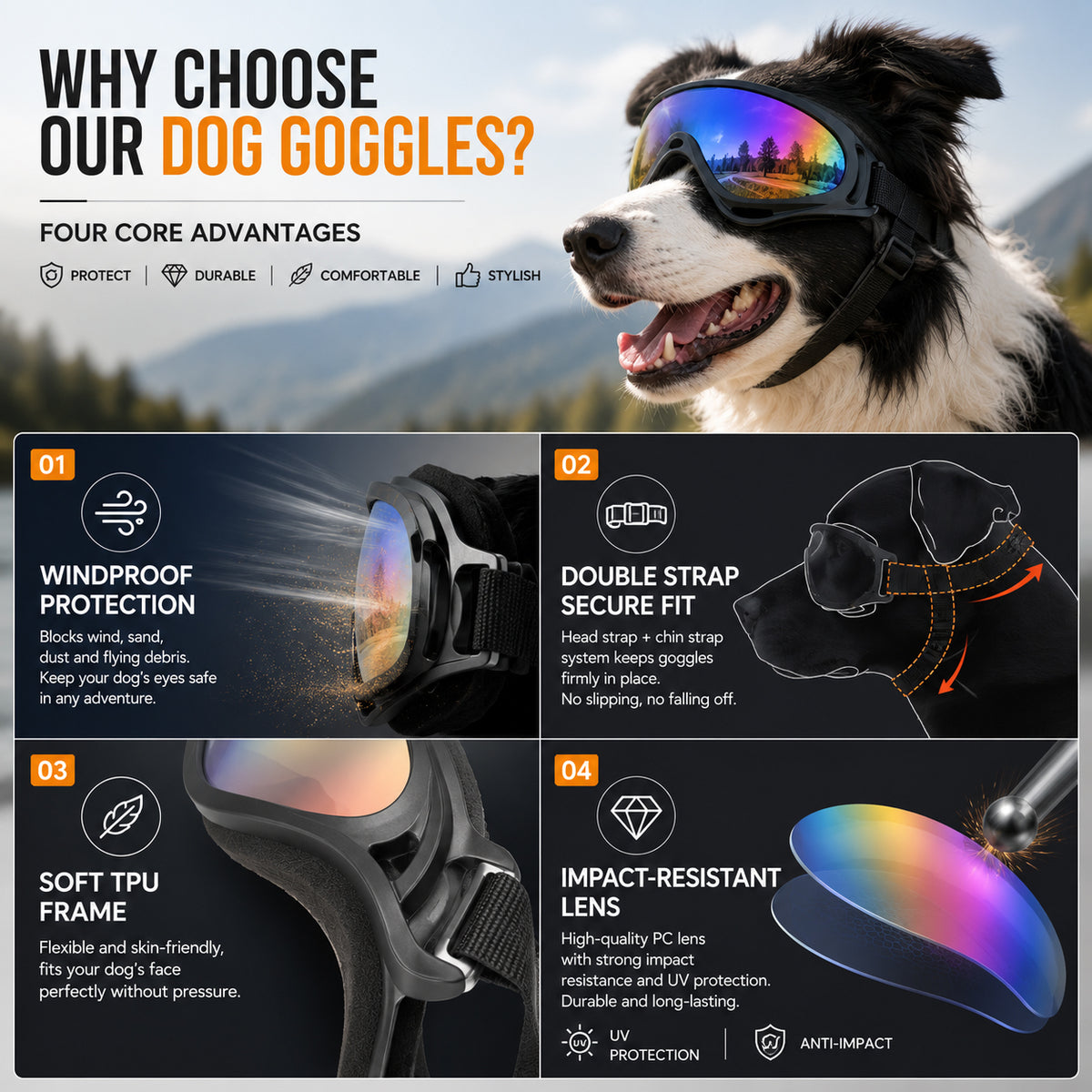 Dog Goggles For Medium & Large Dogs