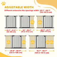 Pet Gate with Door Dog Gate and Barrier Indoor for Stairs Includes 7", 8", 12" Extensions Kit, 30 Inch Tall Pressure-Mou