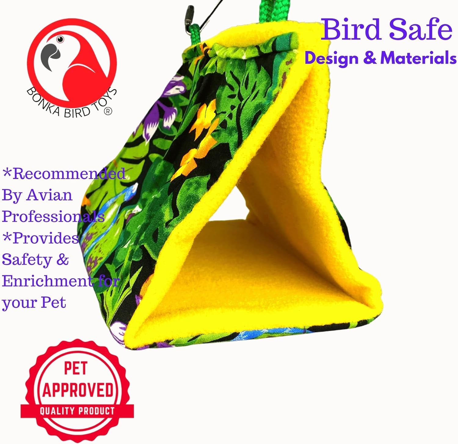 1689 Small Bonka Happy Hut Fabric Soft Colorful Parrotlet Budgie Cockatiel Parakeet - BIG FRENCHIES