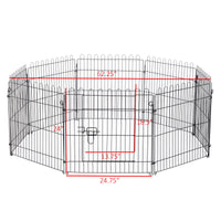 24inch 8-Panel Dog Playpen Octagon Pet Exercise Playpen Crate Foldable Dog Cage Pen Puppy Kennel, Black
