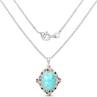 18.50 Carat Genuine Multi Stone .925 Sterling Silver Pendant