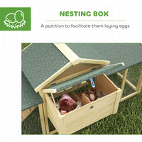 Wooden Chicken Coop ith Nesting Box, Double Runs, Removable Tray, Ramp, for Garden Backyard