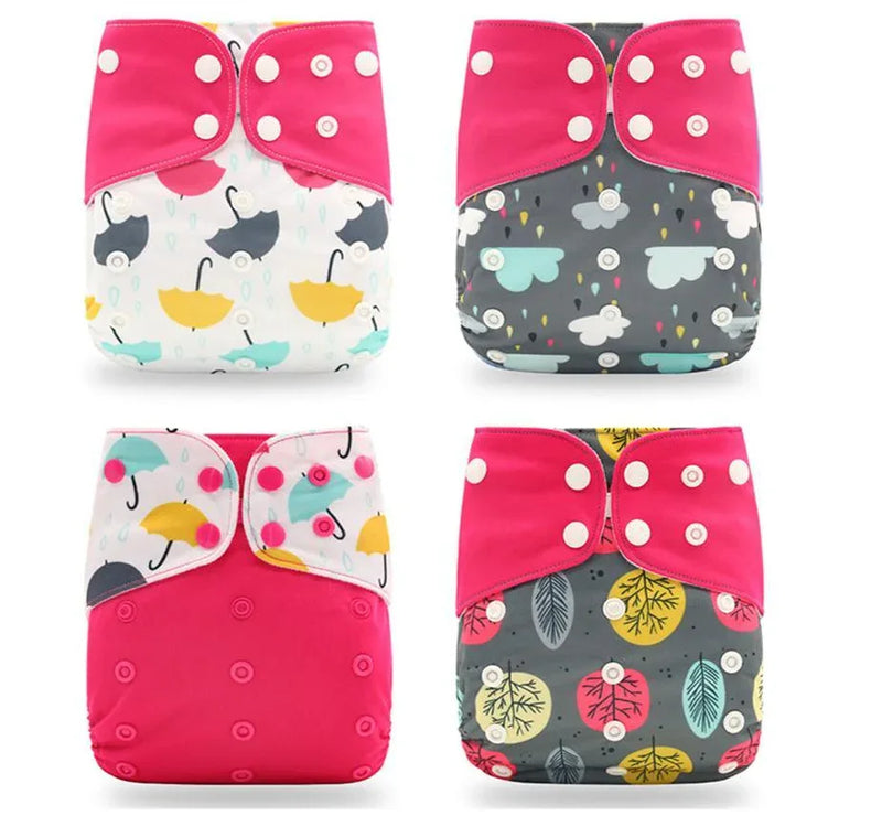 4PCS/SET Washable Eco-friendly Diaper Ecological Adjustable Nappy Reusable Cloth Diapers Set For Baby and Kids - BIG FRENCHIES