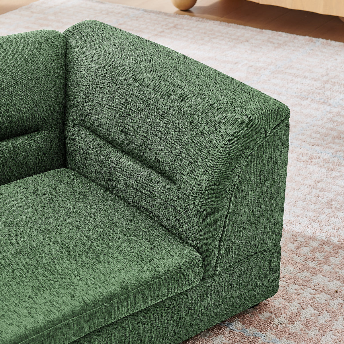 Oversized Pet Sofa, Curved Armrest Rectangular Dog Sofa, Linen Fabric Comfort Pet Couch for Large & Oversized Dogs-Olive