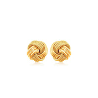 10k Yellow Gold Love Knot with Ridge Texture Earrings