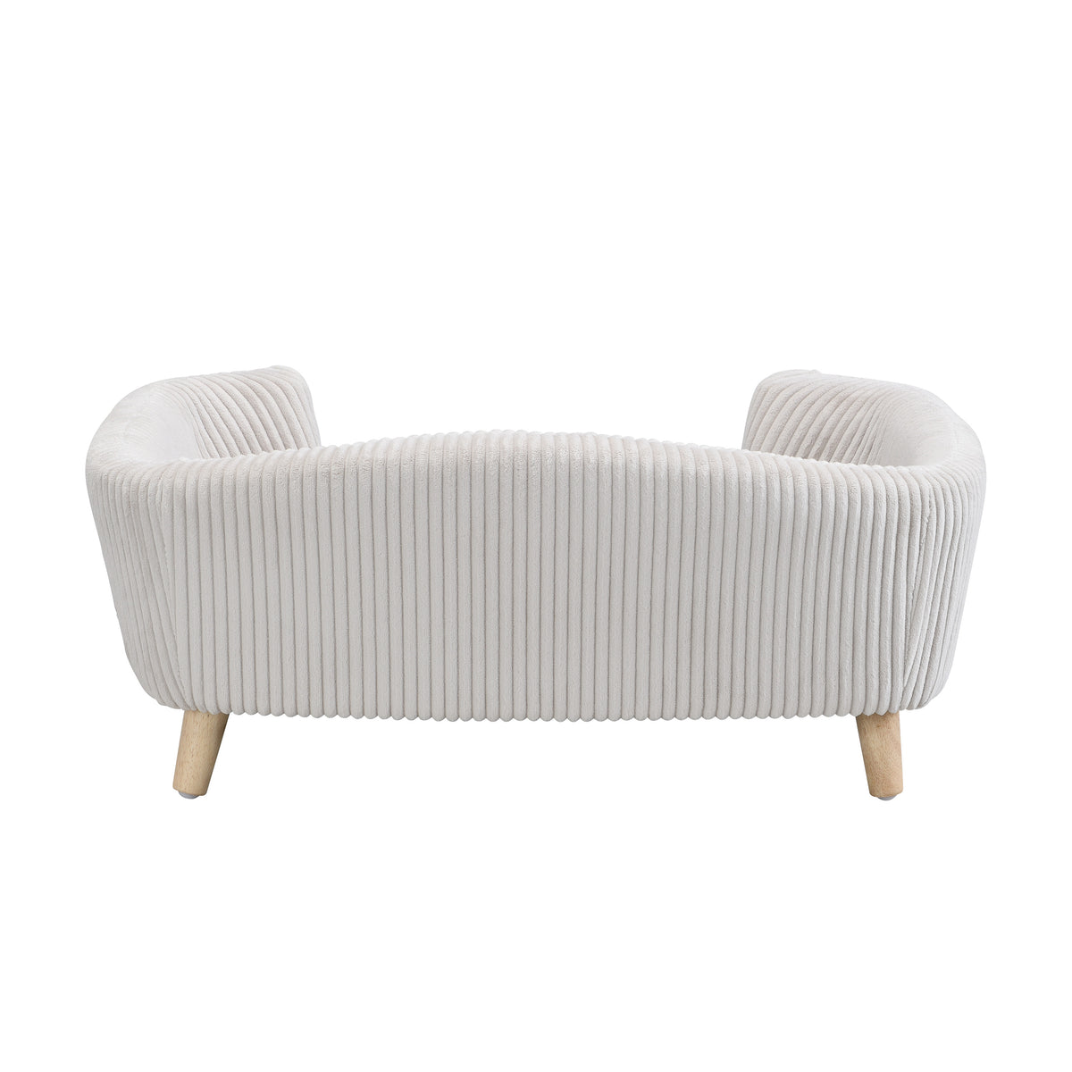 Elevated Dog Bed Frame for Small Dog, Corduroy Pet Couch Bed with Rubber Wood Legs and Supportive Foam, Beige , Easy Ass