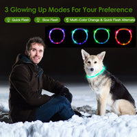 1Pc USB Rechargeable LED Dog Collar Multi Color Lighting Dog Safety Collar Cuttable Length Glow Dog Collar For Small Med