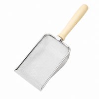Stainless Steel Cat Litter Scoop With Fine Mesh Sifter, Durable Metal Litter Scooper With Ergonomic Wooden Handle, Heavy