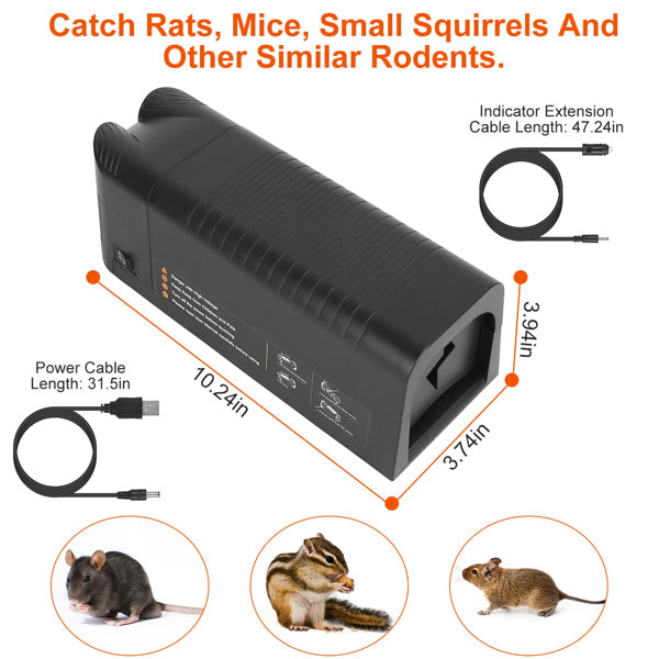 High Voltage 1800V Rat Trap - Spacious Inner For All Rodents, One - Way Entry, Rechargeable And Multifunctional For Indo