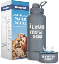 Dog Mom Water Bottle 32oz Insulated Stainless Steel with Dog Bowl Travel