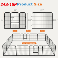 Dog Playpen Indoor Fence Height Metal Exercise Pen With Door Small Puppy-Medium-Large Dogs Animal Pet For Outdoor, Garde