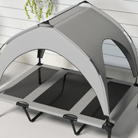 Elevated Dog Bed with Canopy, Raised Outdoor Pet Bed for Camping with Washable Breathable Mesh, 42" x 30" x 37"