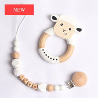 Modern Luxury Pacifier Clip Chain Beech Beads Silicone Elephant Pendant Baby Teething Nursing Clips Chain For Baby - BIG FRENCHIES