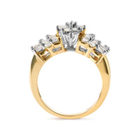 10K Yellow Gold 1.00 Cttw Diamond Starburst Ring Band (H-I Color, I1-I2 Clarity) - Ring Size 7