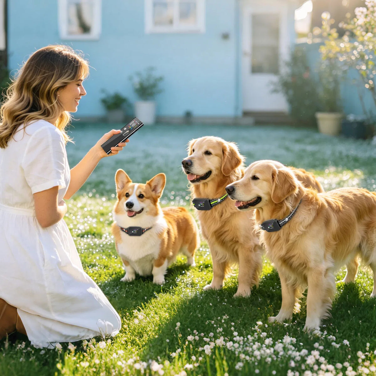 2-in-1 Dog Shock and Bark Collar Dog Training Collar with Remote 1/2/3 Collars(Options) Rechargeable IP68 Waterproof wit