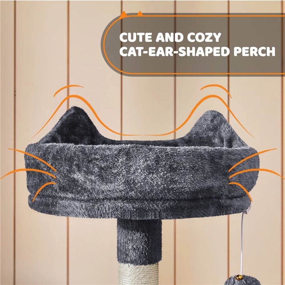 Renwick 69in Large Cat Tree Tower with Condos &amp; Scratching Board - Dark Gray - BIG FRENCHIES