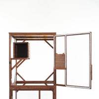 Large 2-Tier Outdoor Wooden Cat Enclosure on Lockable Wheels, Solid Fir Cat Cage with Multi-Level Platforms & Resting Ho