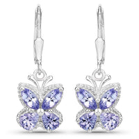 2.08 Carat Genuine Tanzanite .925 Sterling Silver Earrings
