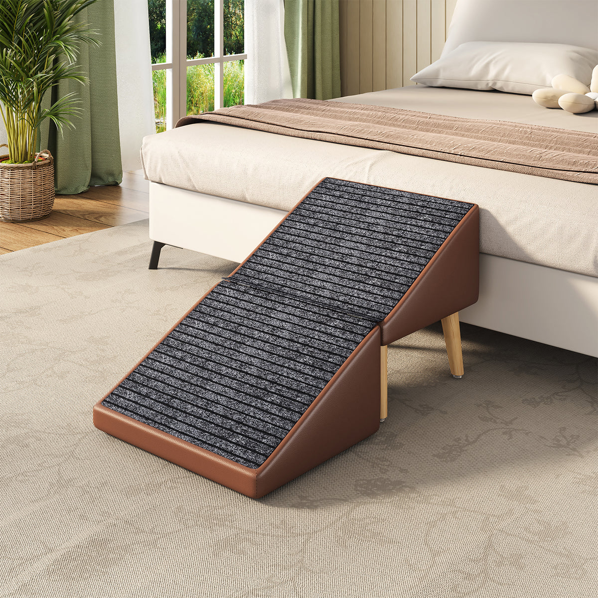 3-in-1 Dog Ramp 18.89"×17.91"×20.08" with Storage – Pet Stairs for Senior & Injured Dogs & Cats, Hidden Storage Footstoo