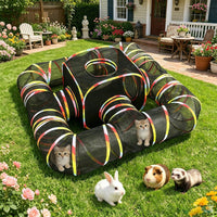 Outdoor Rainbow Cat Enclosure, 5 In 1 Portable Cat Tents For Outside Cage Free Outside Pet Enclosure Cat Tunnel Outdoor 