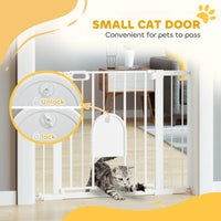 30"-41" Extra Wide Pet Gate Barrier with Small Door, 30"H Dog Gate with Safety Gate Barrier, Stair Pressure Fit, White