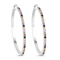 2.24 Carat Genuine Multi Sapphire .925 Sterling Silver Earrings