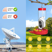 Hummingbird Feeder Camera Solar WiFi Smart AI Motion Detection 20oz