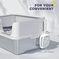 Stainless Steel Cat Litter Box with Lid with Scoop, High Sided, Non-Stick, & Anti-Urine Leakage, Easy Cleaning
