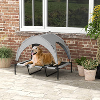 Elevated Dog Bed with Canopy, Raised Outdoor Pet Bed for Camping with Washable Breathable Mesh, 42" x 30" x 37"