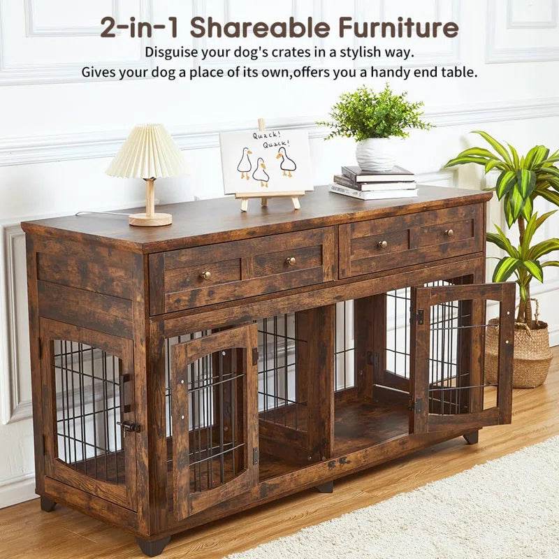 Dog Crate Furniture with Openable Partition - BIG FRENCHIES