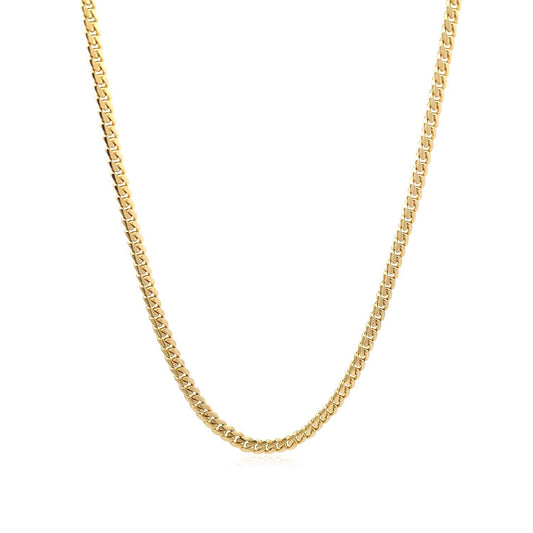 3.2mm 14k Yellow Gold Classic Solid Miami Cuban Chain