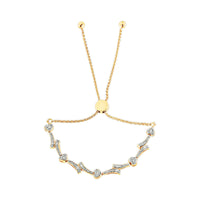 14K Yellow Gold Plated .925 Sterling Silver Diamond Accent Heart and Wave Link Bolo Bracelet (I-J Color, I2-I3 Clarity) - 6" to 9" Adjustable