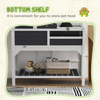 Tortoise Enclosure Tortoise House w/ Adjustable Lamp Holder, Storage Shelf, Removable Main House, Openable Lid, Gray