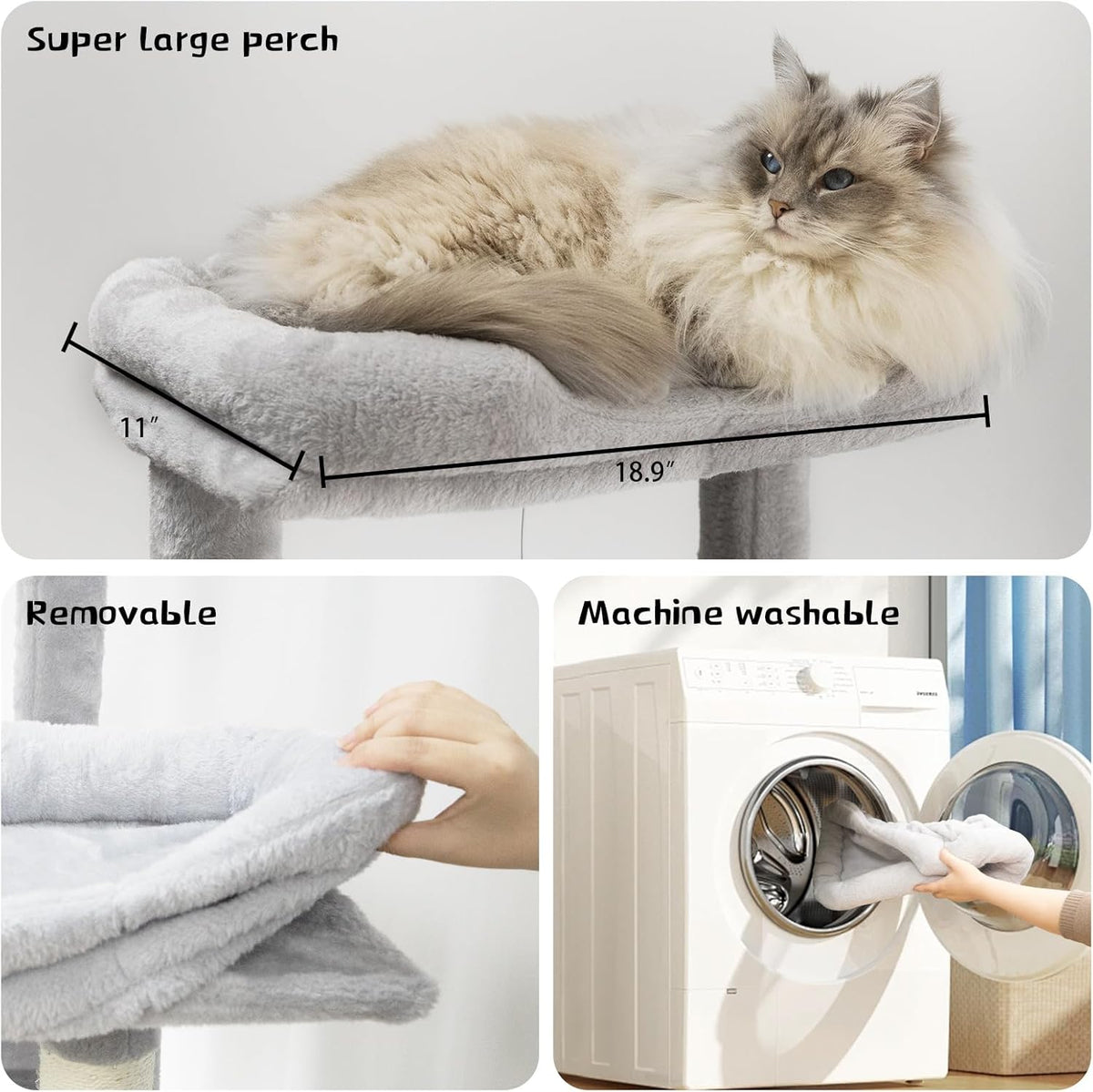 68in Tall Multi-Level Green Cat Tree with Hammocks, Hanging Basket, Cat Cave, Removeable Cushion, Scratching Posts - Plu