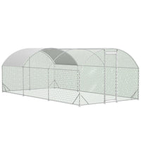 Large Chicken Coop Metal Chicken Run With Waterproof And Anti-UV Cover, Dome Shaped Walk-in Fence Cage Hen House For Out
