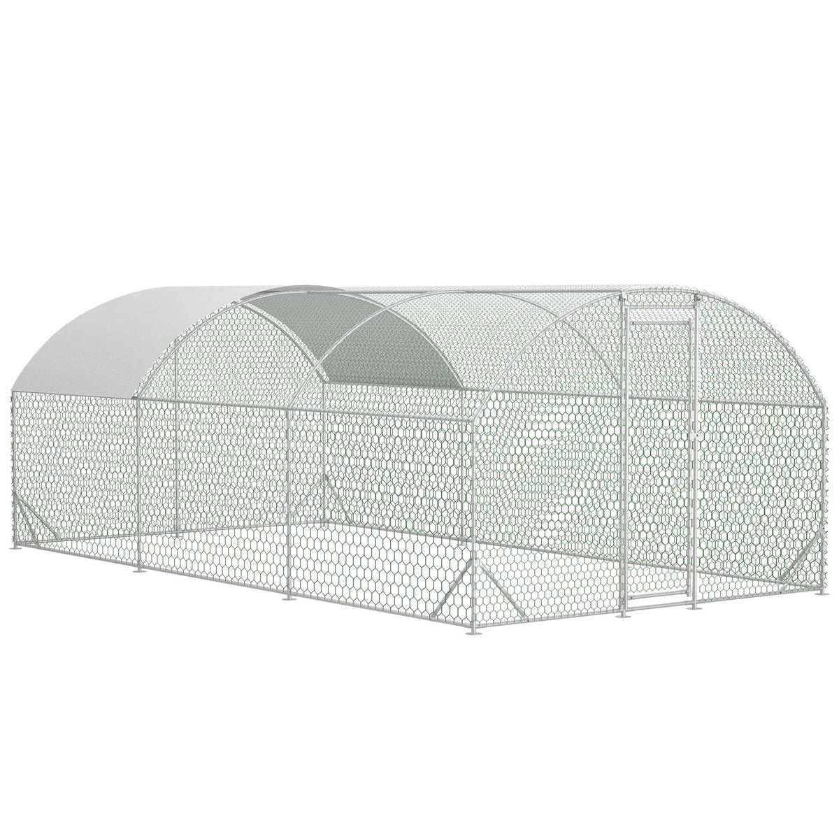 Large Chicken Coop Metal Chicken Run With Waterproof And Anti-UV Cover, Dome Shaped Walk-in Fence Cage Hen House For Out
