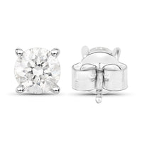 0.80 Carat Genuine White Diamond 14K White Gold Earrings