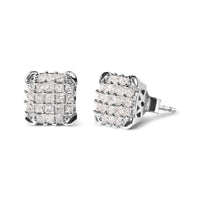 10K White Gold 3/4 Cttw Princess Diamond Composite Open Frame Stud Earrings (I-J Color, I1-I2 Clarity)
